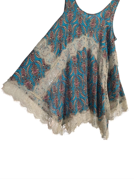 Umgee USA Lace Trim Boho Tank Top | Paisley Print Flowy Tunic Small - Picture 3 of 7
